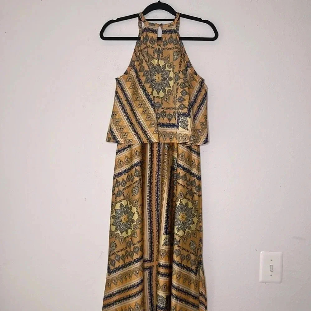 Torn by Ronny Kobo scarf Celina Long Dress Peach size small - Picture 5 of 8